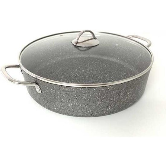 Oms Collection 2 Parça Biogranit 40X9,5 cm - 10,5 Litre Basık Tencere ( 3312 - Gri )