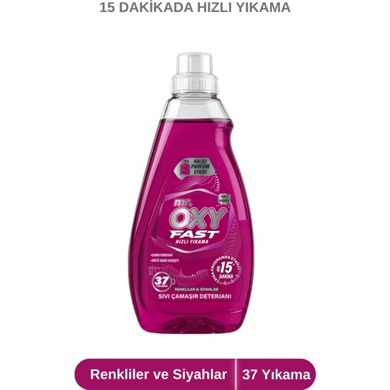 Mr.Oxy Fast Hızlı Yıkama Sıvı Çamaşır Deterjanı 1,48 lt Renkliler ve Siyahlar İçin Leke Çıkarma