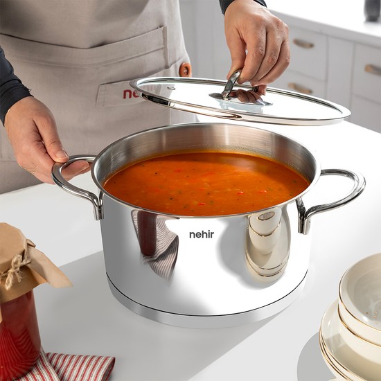 Nehir Silver Trend 24 cm Paslanmaz Çelik Derin Tencere