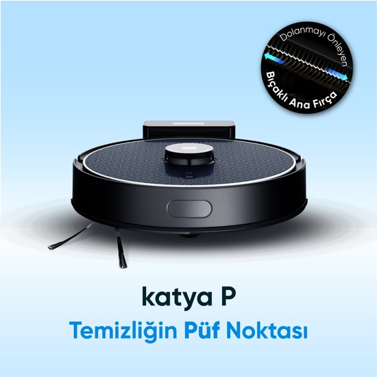 Şımart Katya P Akıllı Robot Süpürge Kıl Kesici Bıçaklı Ana Fırça 8000PA Emiş Gücü