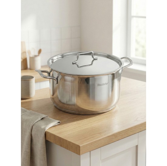 Hascevher Anett Derin Tencere 20 x 15 cm 4,7 lt Çelik Kaplama Şık Inox Tasarım