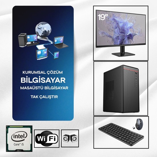 Dagmor BN2015039 Intel I5 3470 16GB Ram 120 GB SSD 19'' Ekran Full Set Masaüstü Bilgisayar Kasası +Wifi