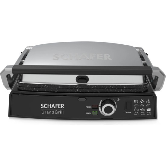 Schafer Grand Grill Inox Tost ve Izgara Makinesi 2000 W Döküm Plakalar ile Modern Tasarım