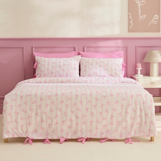 Karaca Home Ribelle %100 Pamuk Tek Kişilik Nevresim Takımı Pembe