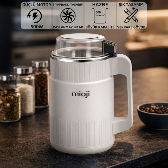 Mioji CG34 500W Paslanmaz Çelik Bıçak Kompakt Baharat ve Kahve Öğütücü Beyaz