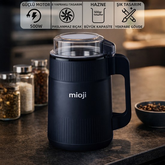 Mioji CG34 500W Paslanmaz Çelik Bıçak Kompakt Baharat ve Kahve Öğütücü Siyah