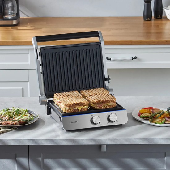 Homend Grilliant 1344H Inox Gövdeli Döküm Plakalı Tost ve Izgara Makinesi