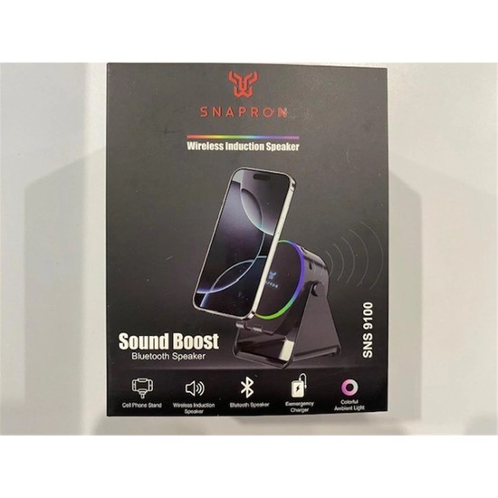 Snapron Sns-9100 Siyah (İnduction Özellikli) Rgb Bluetooth Speaker (Phone Stand-Ambient Light)
