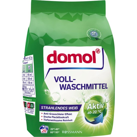 Domol Çamaşır Makinesi Deterjanı Toz 1350 gr Beyazlar İçin 20 Yıkama