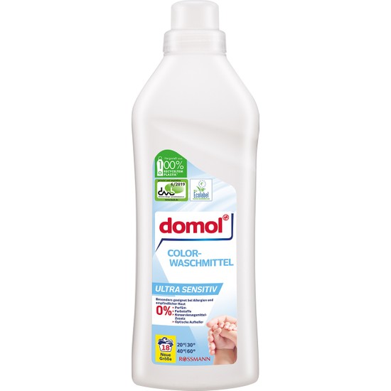 Domol Eco Vegan Hassas Ciltlere Uygun Çamaşır Deterjanı 1000 ml 16 Yıkama Renkliler İçin