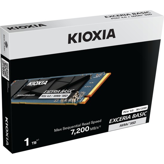 KIOXIA PCIe M2 1TB Exceria Basic NVMe 3D 7200/6600 Mb/sn SSD (LSF10Z001TG8)