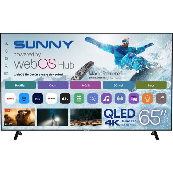 Sunny SN65QMN252 65" 165 Ekran Dahili Uydu Alıcılı 4K Ultra HD Smart QLED TV