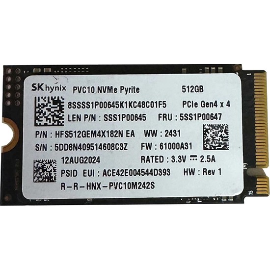 SK Hynix PVC10 512GB 2242 M.2 NVMe SSD - OEM [KUTUSUZ]