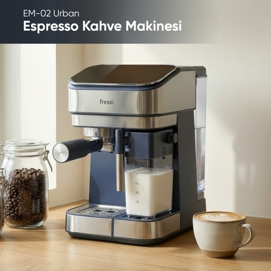 Fressi Espresso Latte Cappuccino Kahve Makinesi Tam Otomatik Süt Tanklı 20BAR Basınçlı Urban Lacivert