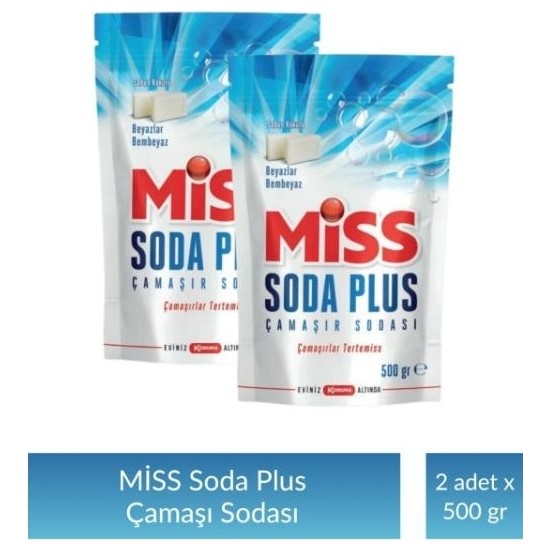 Soda Plus 2'li Paket Çamaşır Sodası 500 gr Beyazlar ve Renkliler İçin 100 Yıkama Ultra Temizlik