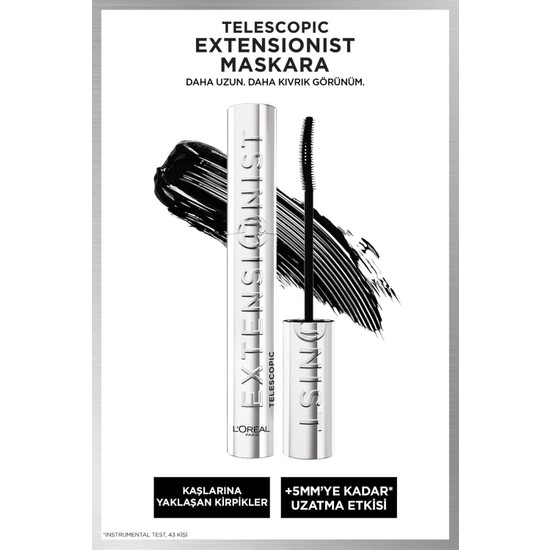 L'oréal Paris Telescopic Extensionist Maskara Hacim Verici Özellikleriyle Siyah Renk Büyük Boy
