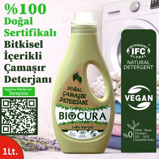 BIOCURA Leke Karşıtı Doğal Sertifikalı Bitkisel İçerikli Çamaşır Deterjanı 1000ml