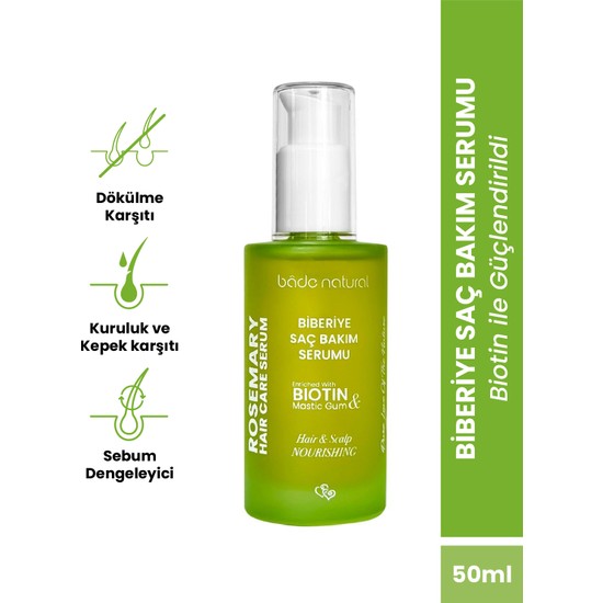 Bade Natural Biberiye Yağı ve Biotin Complex Yıpranmış Saçlar Için Güçlendirici Saç Bakım Serumu 50 ml