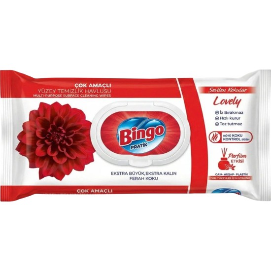 Bingo Yüzey Temizleme Havlusu Lovely 96'lı Ferah Koku ile Ekstra Kalın ve Pratik Kullanım
