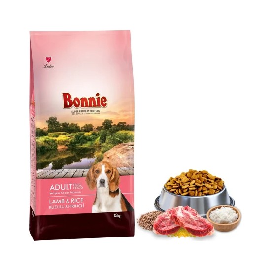 Bonnie Kuzu Etli Yetişkin Köpek Maması 15 kg İçerik: İşlenmiş Kuzu Proteini ve Tahıllar