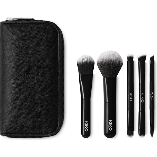 Kiko Milano KIKO Makyaj Fırçaları - Travel Brush Set Siyah Renkli Profesyonel Kullanım İçin Taşınabilir Set