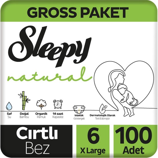 Sleepy Natural Gross Paket Bebek Bezi 6 Numara Xlarge 100 Adet