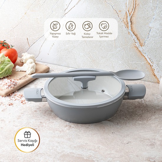 Emsan Swiss Cyrstal Rs Karnıyarık Tenceresi Gri 24 cm