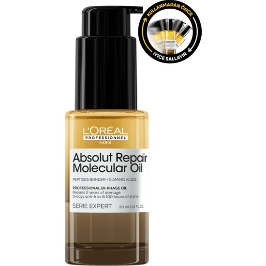 L'Oréal Professionnel Absolut Repair Molecular Çift Fazlı Besleyici Profesyonel Bakım Yağı 30 ml