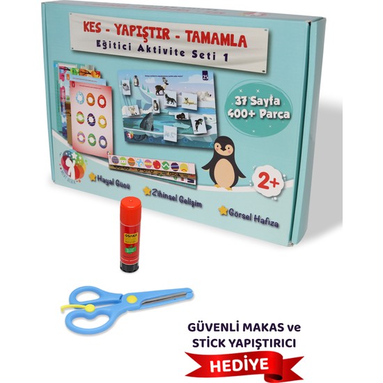 Mert Bebek Kes Yapıştır Tamamla Eğitici Aktivite Seti 1 | 2+ Yaş | 37 Sayfa 400+ Parça | Okul Öncesi