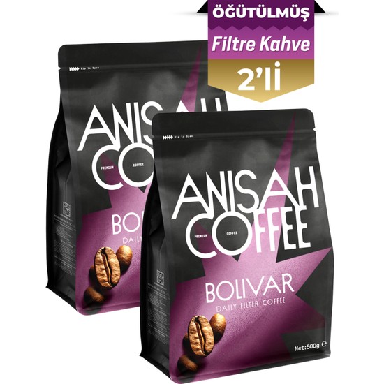 Anisah Coffee Bolivar Daily Öğütülmüş Filtre Kahve 1 kg Kolombiya Menşeli Dengeli Lezzet