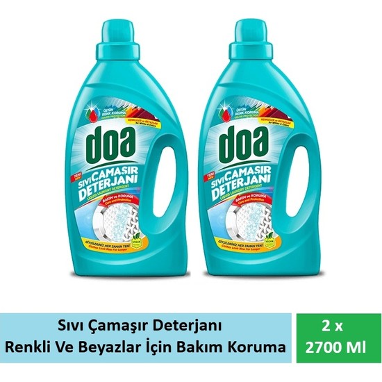 Doa Sıvı Çamaşır Deterjanı Renkliler ve Beyazlar Bakım ve Koruma 2 x 2700 ml