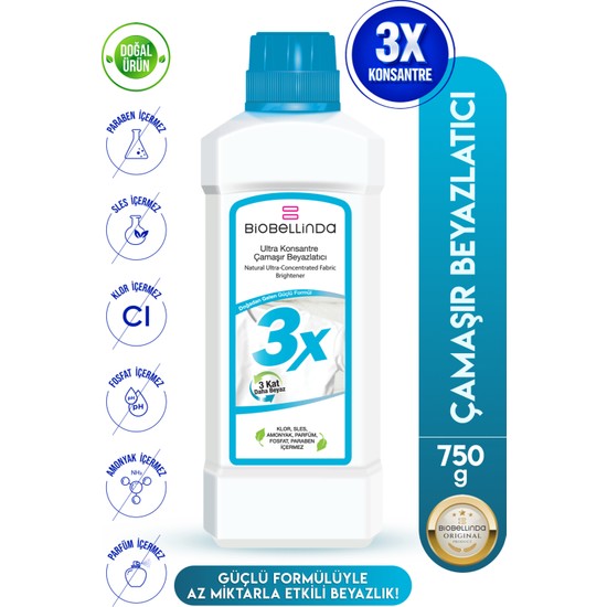 BioBellinda 3x Ultra Konsantre Toz Çamaşır Beyazlatıcı 750 gr