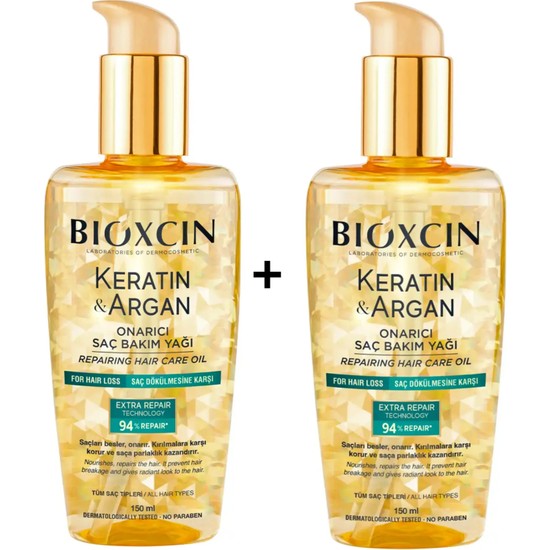 Bioxcin Keratin Argan Onarıcı Saç Bakım Yağı 2X150ML