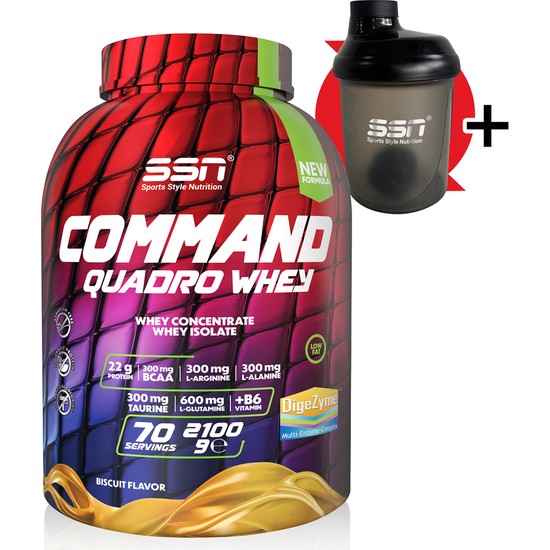 SSN Sports Style Nutrition Command Quadro Whey 2100 Gr Bisküvi Aromalı Protein Tozu İçerik Bilgisi