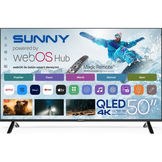 Sunny SN50QMN252 50" 127 Ekran Uydu Alıcılı 4K Ultra HD webOS Smart QLED TV