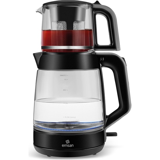 Emsan Glass Tea Xl 2 In 1 Cam Çay Makinesi ve Kettle Space Gray