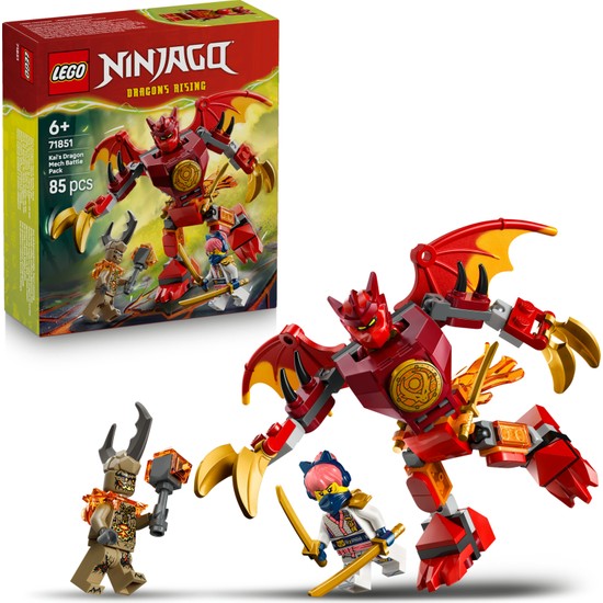 LEGO ® NINJAGO® Kai’nin Ejderha Robotu Savaş Paketi 71851 - 6+ Yaş Çocuklar için 3 Minifigür İçeren Oyuncak Yapım Seti (85 Parça)