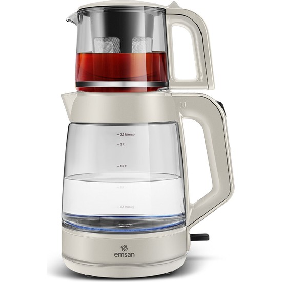 Emsan Glass Tea Xl 2 In 1 Cam Çay Makinesi ve Kettle Starlight