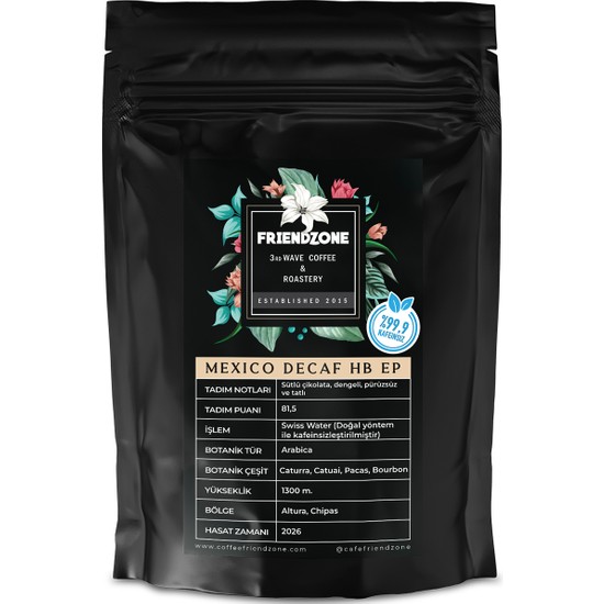 Friendzone 3rd Wave Coffee & Roastery Meksika Decaf Kafeinsiz Yöresel Kahve 250 gr