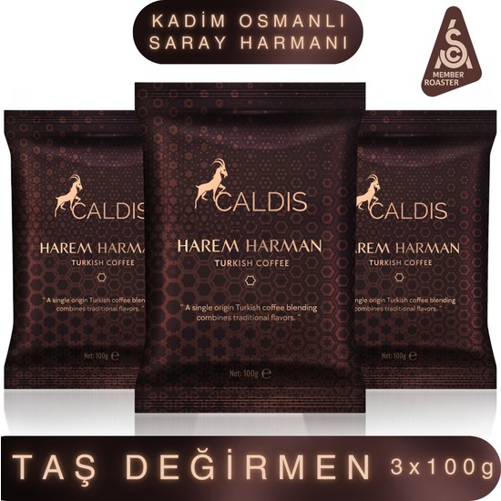 Caldis® Harem Harman™ 3 x 100 gr Nitelikli Türk Kahvesi (Saray Harmanı & Taze Kavrum & Taze Öğütüm)