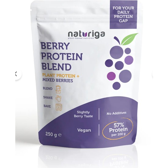 Naturiga 250 gr Açai ve Böğürtlen Protein Karışımı Vegan İçeriklerle Zenginleştirilmiş Yüksek Protein