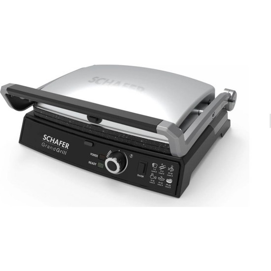 Schafer Grand Grill Tost & Izgara Makinesi | 6 Dilim Kapasiteli | Çıkarılabilir Döküm Plaka | 5 Kademe Isı Ayarı