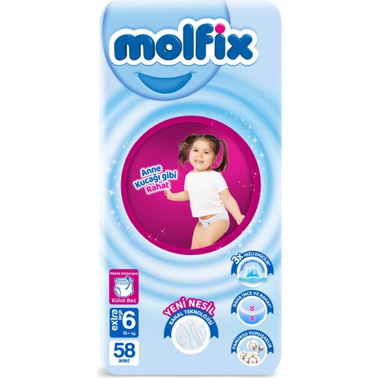 Molfix Külot Bebek Bezi 6 Beden Extra Large Ultra Fırsat Paketi 58 Adet