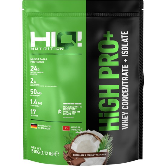 HIQ Nutrition High Pro+ 510GR Chocolate&coconut Flavored