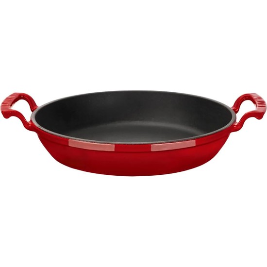 Lava Döküm Metal Kulplu 24 cm Kırmızı Sahan Tava Mangal Tadında Yüksek Kalite