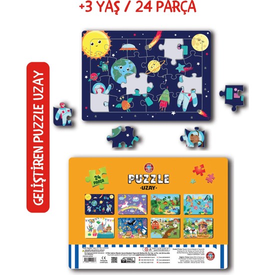 Çocuk Akademi Uzay Temalı Puzzle 24 Parça 3+ Yaş Eğitici ve Eğlenceli Oyun