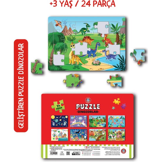 Çocuk Akademi Dinozorlar Puzzle 24 Parça 3+ Yaş Eğitici ve Zeka Geliştirici Oyun