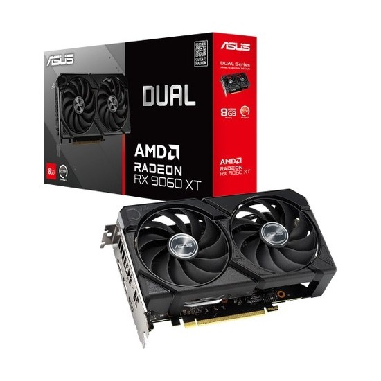 ASUS DUAL-RX9060XT-8G-AMD-RADEON-RX 9060 XT-8G-8GB GDDR6-128bit--HDMI-2xDP-EKRAN KARTI