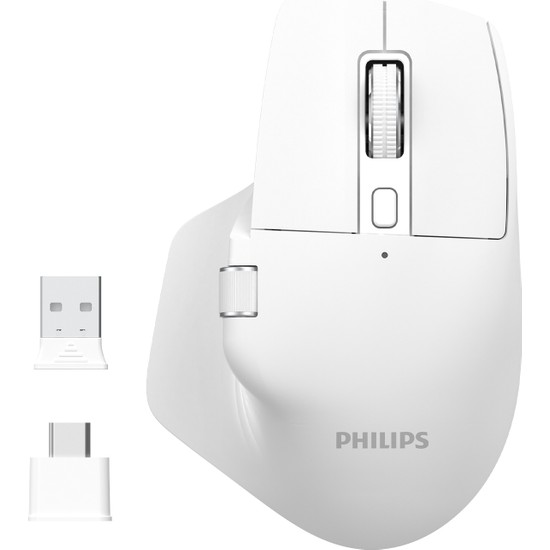 Philips SPK7858 Bluetooth Kablosuz Çift Modlu 4000DPI 7 Tuşlu Optik Mouse Beyaz