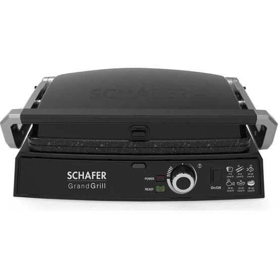 Schafer Grand Grill Tost & Izgara Makinesi 2000 W Metal Siyah Döküm Plakalı Çok Amaçlı